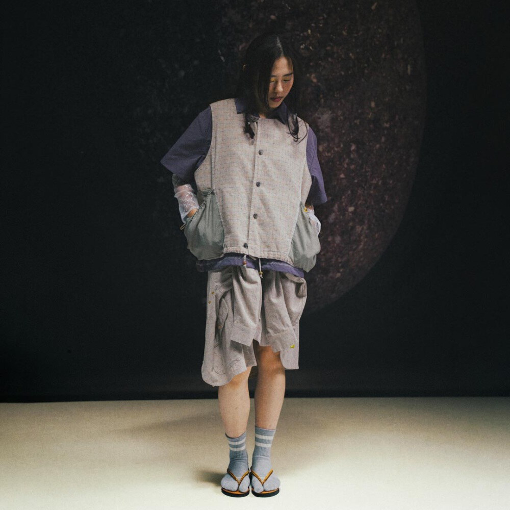 無領拼接背心 Collarless Patchwork Vest