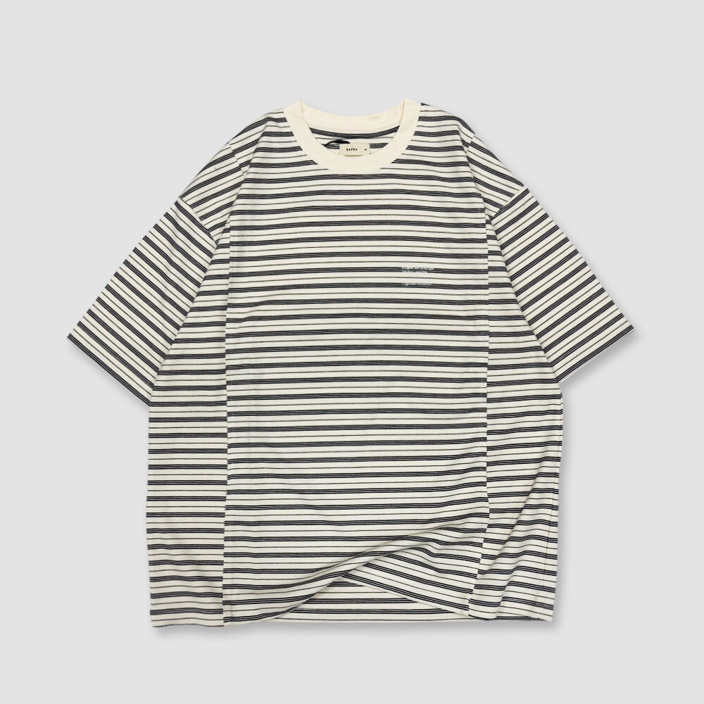 棉感條紋短袖上衣