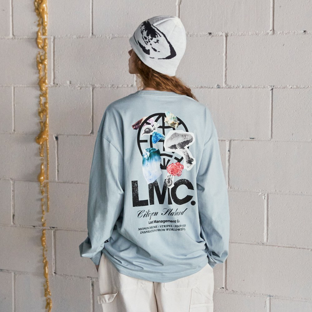 地球圖像長TEE STONE GLOBE LONG SLV TEE