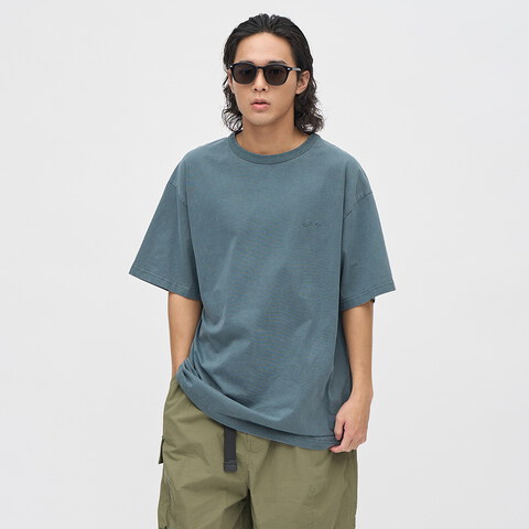 寬版刺繡水洗短TEE