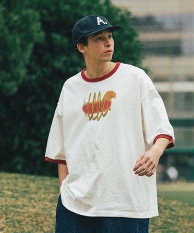 趣味插畫短Tee Hotdog Graphic Raglan Half Tee