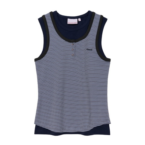 AMES0501-261 疊穿條紋背心 LAYERED BUTTON SLEEVELESS