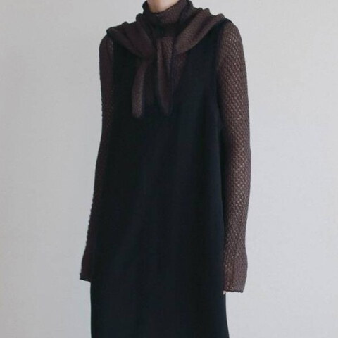 ANK0302-262 滾邊針織衫(附圍巾) Piping Scarf Knit