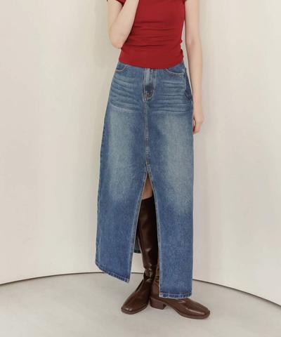 By BB-前開衩梨型殺手牛仔長裙