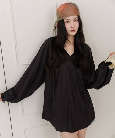 by Bello-天絲曖昧光澎袖上衣