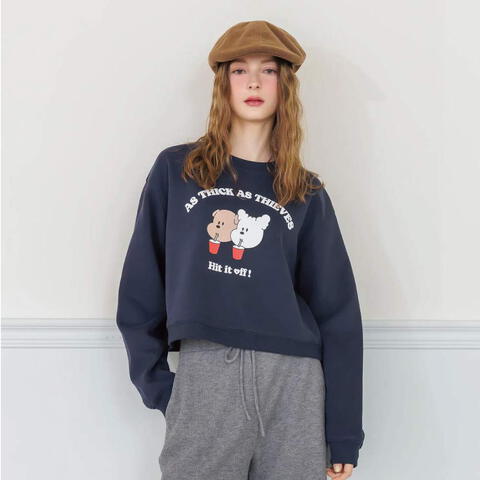 泡泡印花短版大學TEE