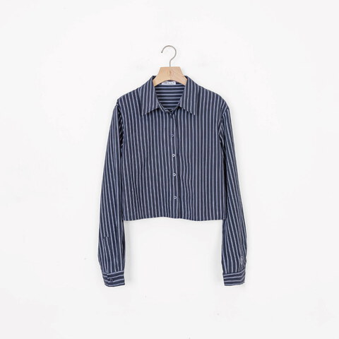 中短絨霧感直紋襯衫