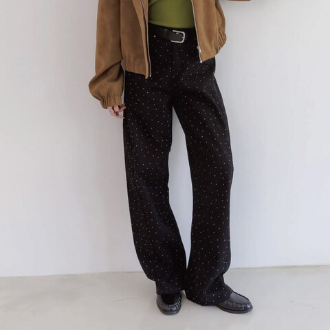 by Bello-小圓點寬鬆直筒牛仔褲