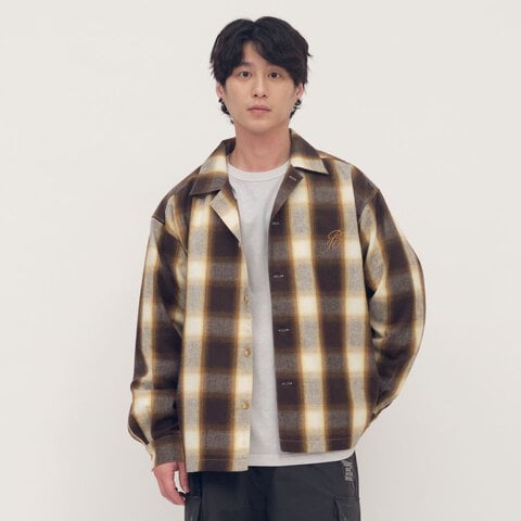 中信聯名格紋開領襯衫