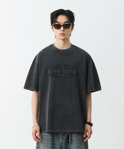 水洗短袖T恤 CUT-OFF APPLIQUE HALF T-SHIRT