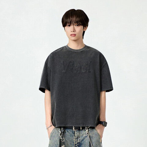 剪裁貼花短TEE VLAD CUT-OFF APPLIQUE SHORT SLEEVE T-SHIRT