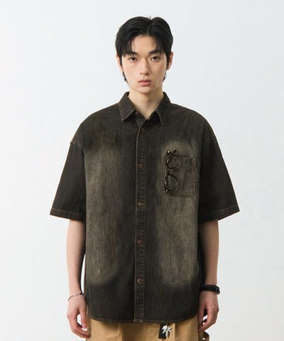 水洗牛仔襯衫 DENIM HALF SHIRT