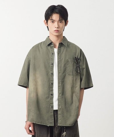水洗短袖襯衫 FADE-WASHED COTTON HALF SHIRT