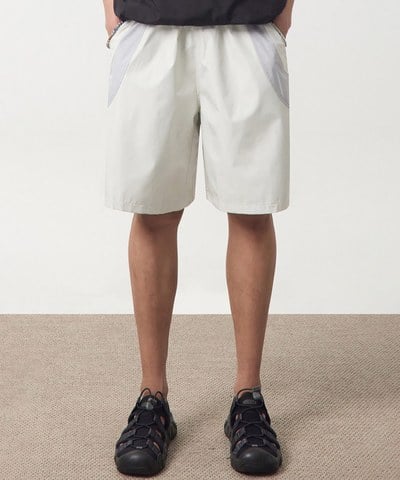 拼接休閒短褲 DOUBLE LAYER SLASH HALF PANTS