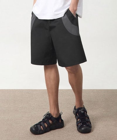 拼接休閒短褲 DOUBLE LAYER SLASH HALF PANTS