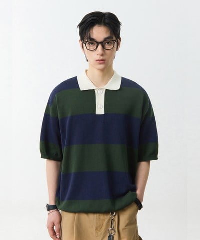 條紋橄欖球衫 STRIPE RUGBY HALF KNIT