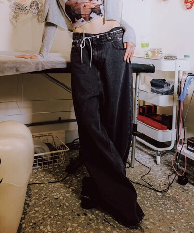 ESSENCE X SIC LEE RAW HEM BAGGY JEANS