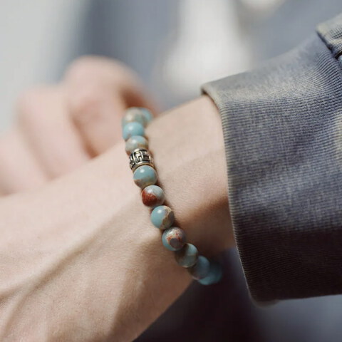 海藍蛇皮合成珠鍊 藍