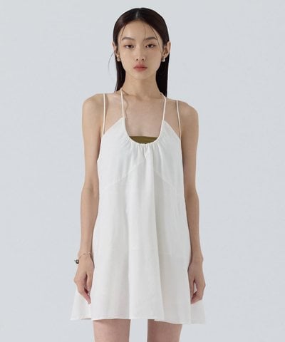 綁繩澎澎短洋裝