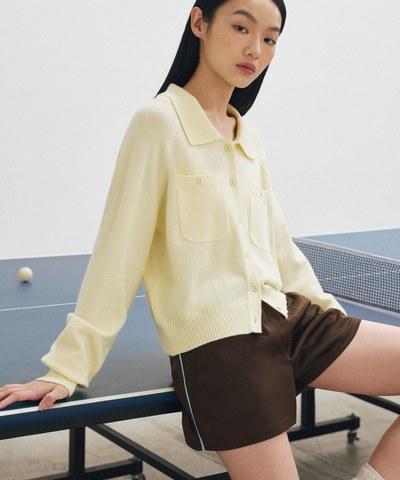 翻領針織開襟衫