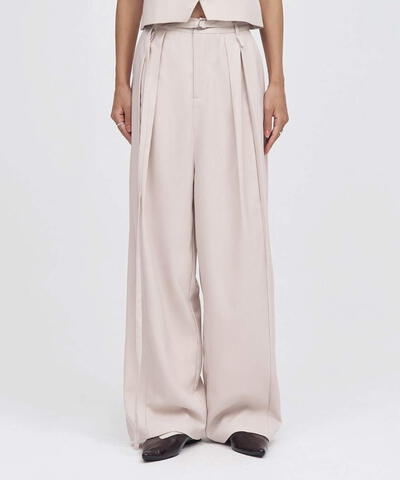 側剪接打摺寬褲