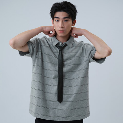 合成皮鈕扣領帶 Faux-Leather Button Tie
