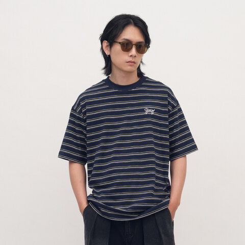 黃金獵犬滑板條紋短TEE
