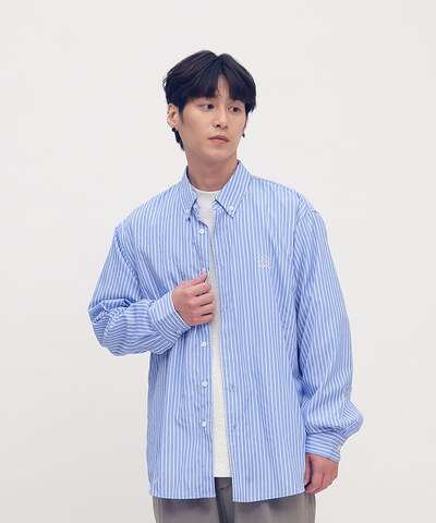 日常條紋長袖襯衫
