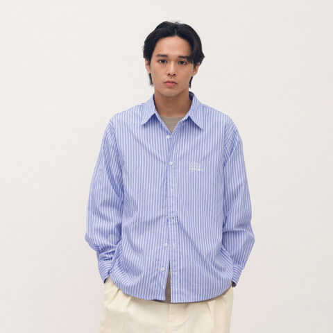 日常條紋長袖襯衫
