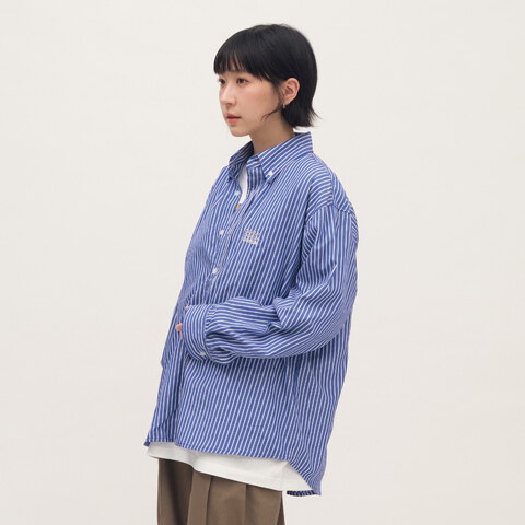 日常條紋長袖襯衫
