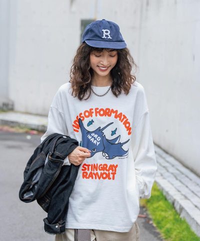 美式魟魚LOGO長TEE