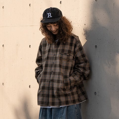 電繡重磅格紋襯衫