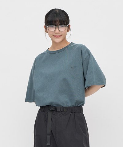 寬版刺繡水洗短TEE