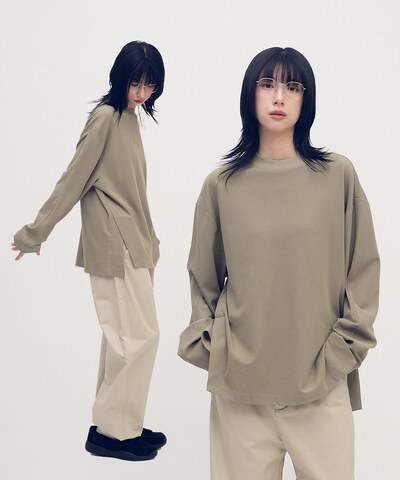 Timelly 側開衩細節長袖上衣