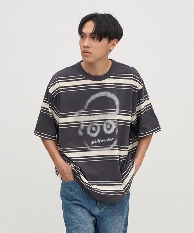 小P社長潑漆條紋TEE