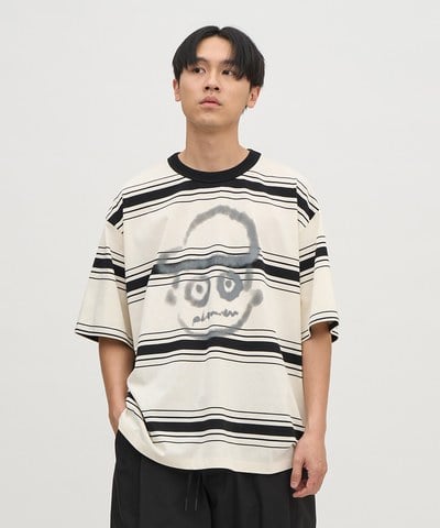 小P社長潑漆條紋TEE
