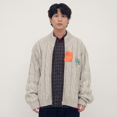 clip by clip 拉鍊麻花針織外套