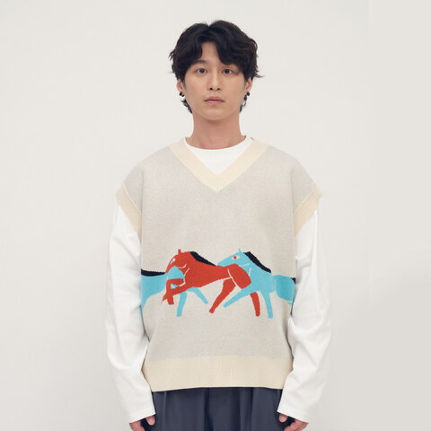 馬到成功針織背心