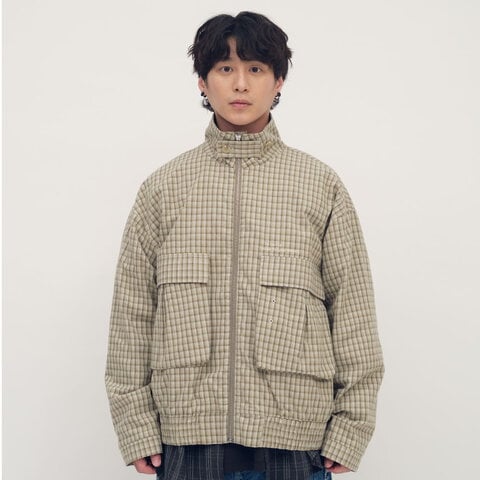 clip by clip 復古格紋立領外套