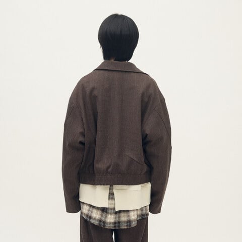 Timelly毛料立領拉鍊夾克