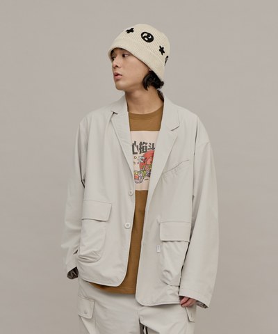 防潑水機能多口袋寬鬆西裝外套