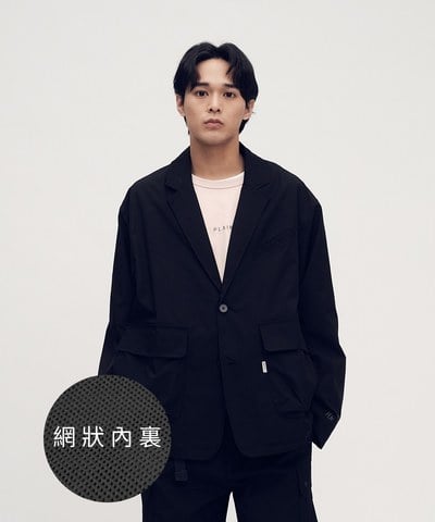 防潑水機能多口袋寬鬆西裝外套