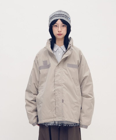 防潑水立領連帽鋪棉外套