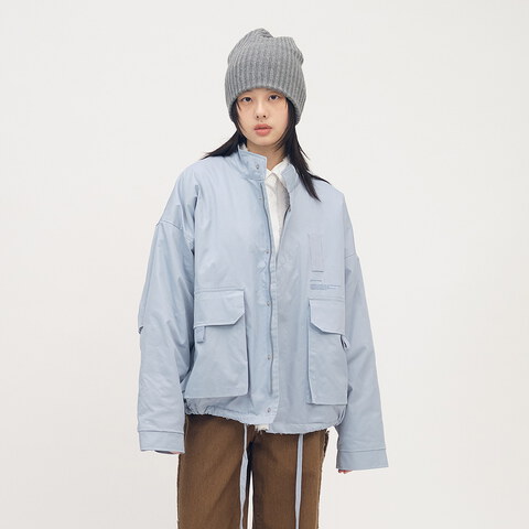 多口袋立領鋪棉外套