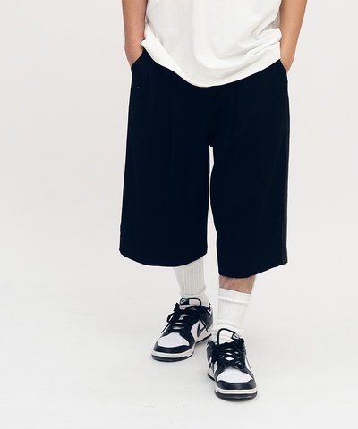 西料拼接打摺七分褲