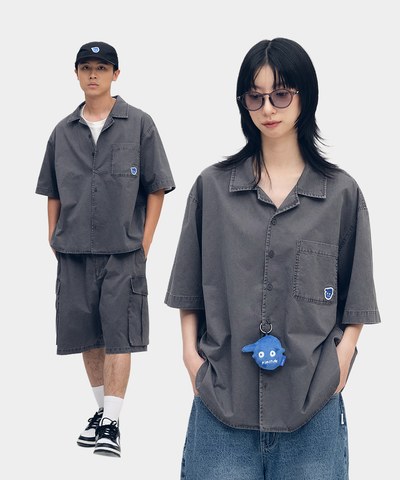 小P社長水洗短袖襯衫