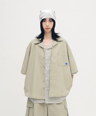 小P社長水洗短袖襯衫