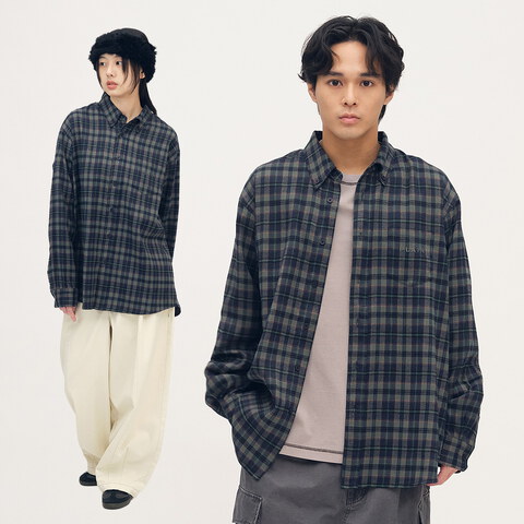 PLN3378-252 PLAIN格紋口袋襯衫