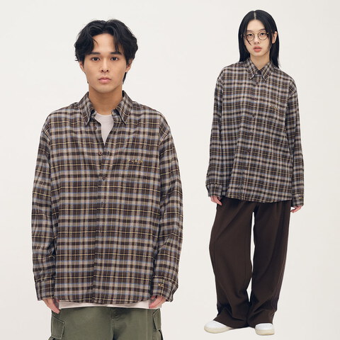 PLN3378-252 PLAIN格紋口袋襯衫