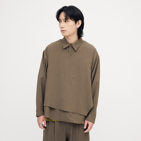 PLAIN刺繡背心襯衫搭配組